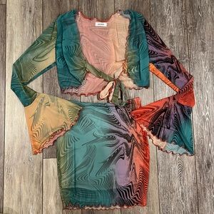 Mesh two piece cover up set